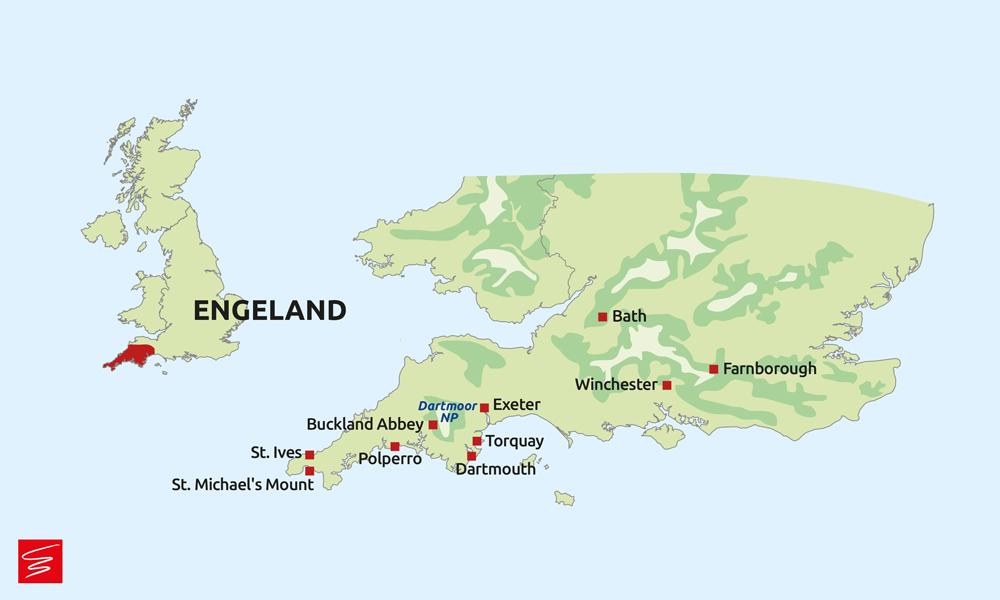 Reisschema Devon & Cornwall